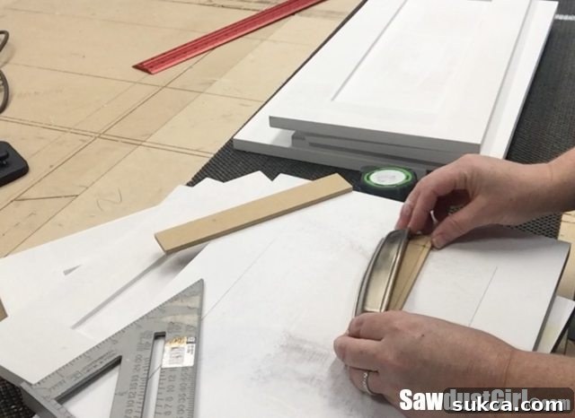 The difficulty of precise hardware alignment with an opaque template Struggling to align screws with the MDF template