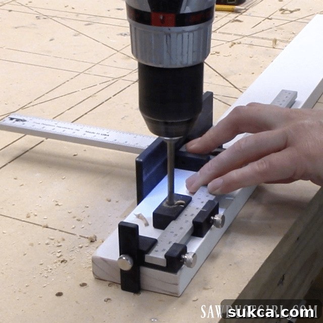 Drilling holes for drawer pulls in applied drawer fronts using a jig