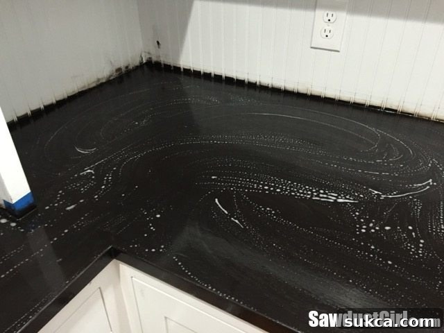 Wet sanding polyurethane wood countertops - Closer look