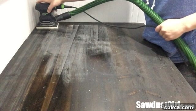 Refinishing a wood countertop - Sanding process