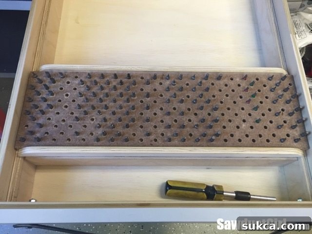 Quick-Access Sliding Drill Bit Organizer 19 Expanded Drawer Organization with Sliding Bit Tray and Front Compartments