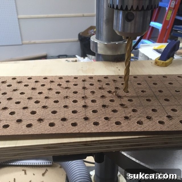 Quick-Access Sliding Drill Bit Organizer 7 Drilling All Holes for Bit Storage on Pegboard Base