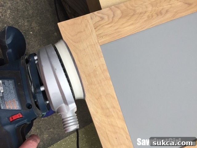 An Easy Guide to Building DIY Sliding Doors for Cabinets - sanding edges of sliding cabinet doors