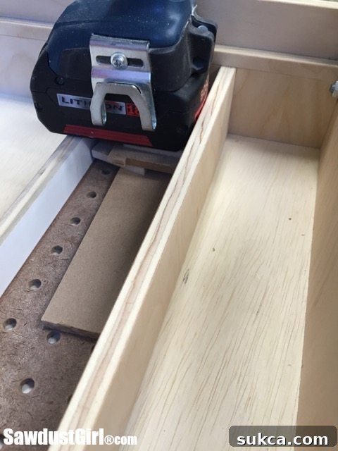 Drawer storage and organizer for driver bits.