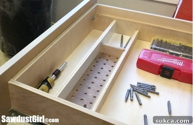 Drawer Organizer for Driver Bits. #storage #organization #workshop