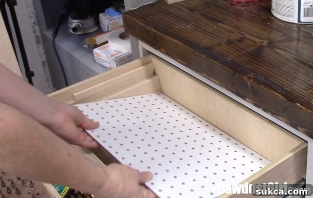 Make a DIY Drawer Organizer with pegboard.