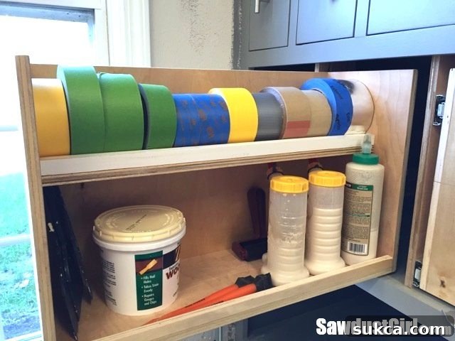 Glue and Tape Drawer Storage for Wood Glue and Tape Rolls