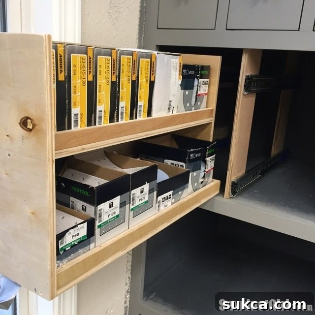 Sandpaper Storage Drawer Organized Vertical Drawers for Orbital Sandpaper