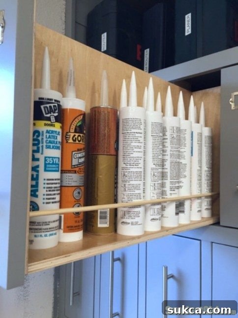Caulk Tubes in Drawer Caulk Storage in Vertical Drawers