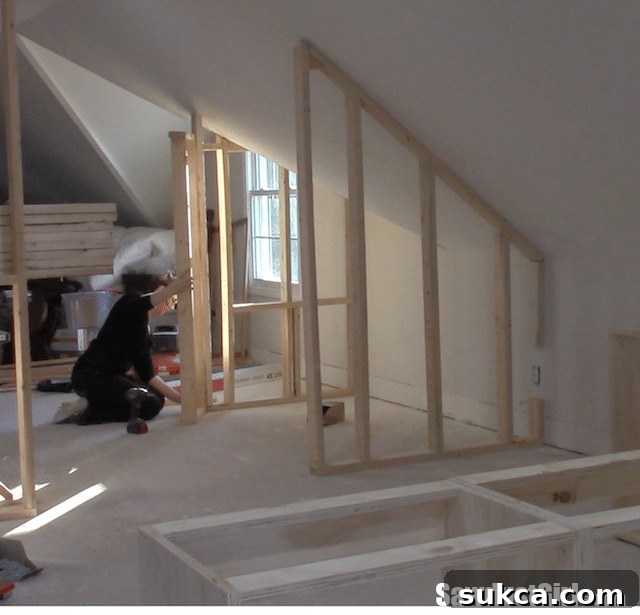 The makings of a closet - Angled transition wall creating extra depth and defining the window seat area
