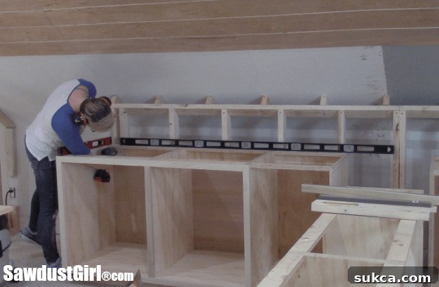 Ensuring level and plumb base cabinets for a professional finish