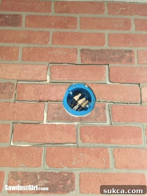 Faux brick and plaster wall