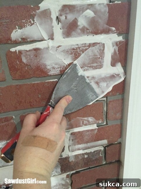 How to create a faux brick and plaster wall.