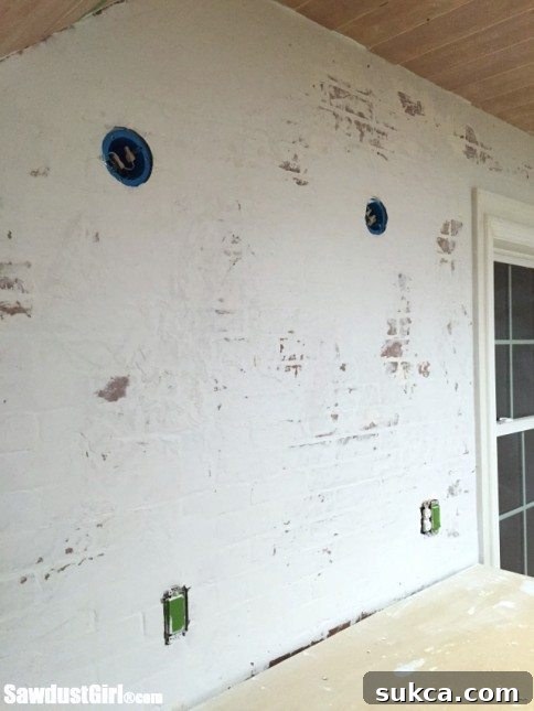 How to create a faux brick and plaster wall.