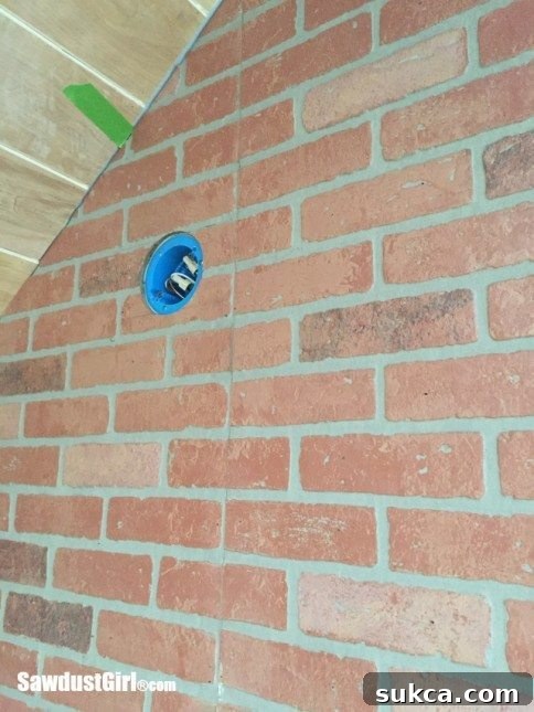 Faux brick and plaster wall