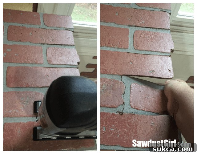 Faux brick and plaster wall
