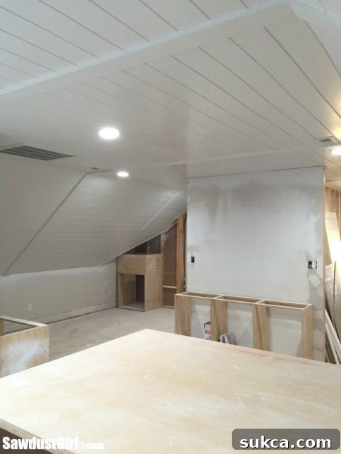 Full view of the finished ceiling Overall view of the beautifully finished studio ceiling