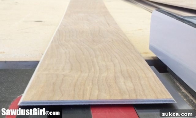 Single beveled plywood plank Close-up of a beveled plywood plank