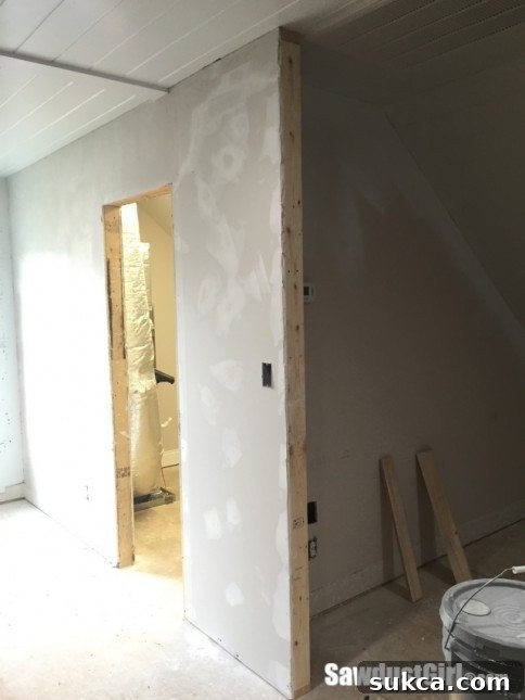 Framing for extended wall for barn door