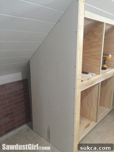 Seamless Integration of Drywall on Custom Cabinet Wall