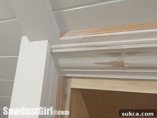 Close-up of a perfectly filled and smoothed molding seam