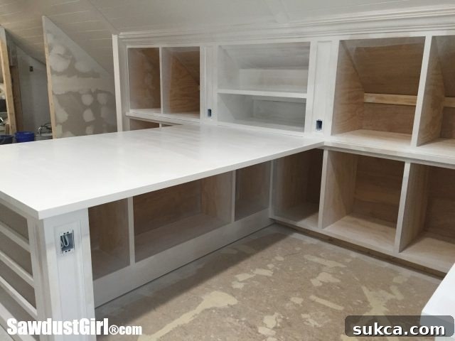 Primed Countertops and Cabinets