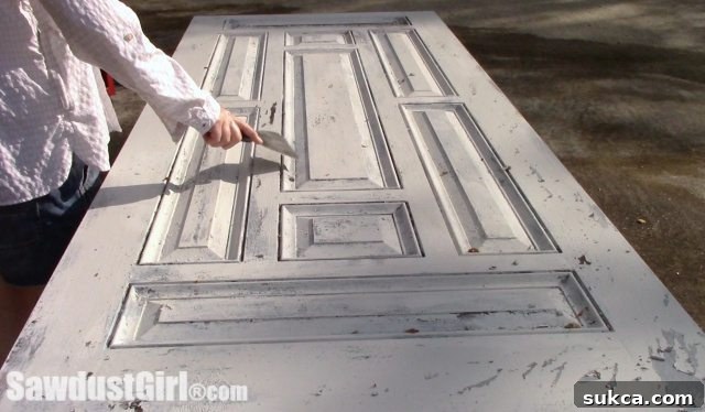 Weathered Wonders: Distressed Studio Barn Door 15 Chippy Paint Technique putty knife distress