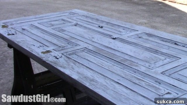 Weathered Wonders: Distressed Studio Barn Door 5 Chippy Paint Technique in progress