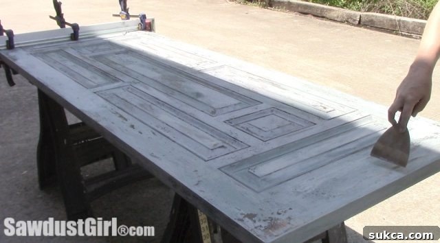 Weathered Wonders: Distressed Studio Barn Door 8 Chippy Paint Technique revealing layers