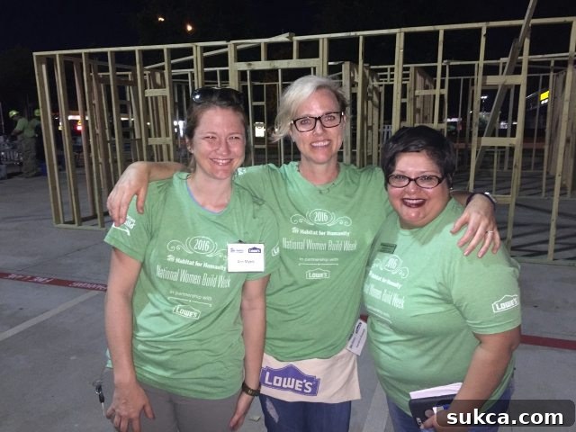 Three smiling women volunteers, Anna, Sandra, and the author