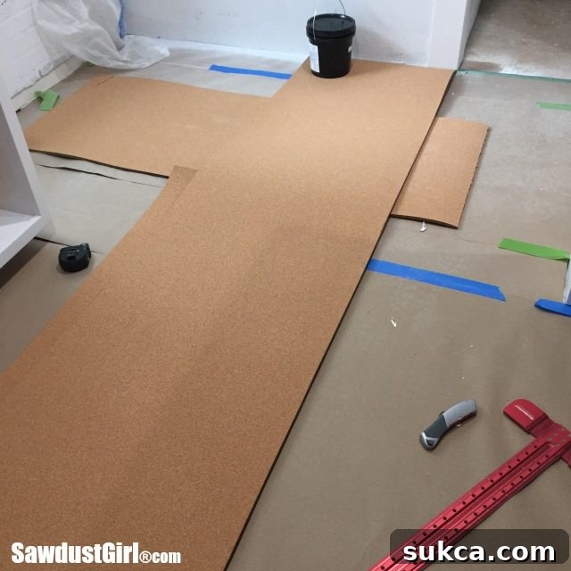Unrolling and Cutting Cork for Vertical Installation