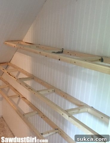 Building the wooden skeleton for floating shelves