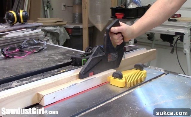 Cutting beveled cleats on a table saw for angled sections
