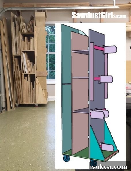 Lumber Cart for vertical wood storage.
