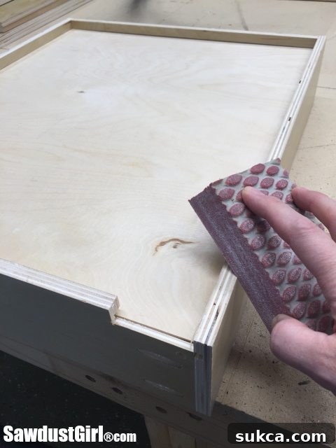 Sanding Drawer Edges for Safety and Comfort Installing drawers in the studio