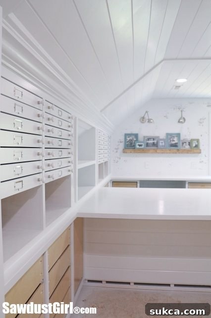 Completed DIY Map Drawers for Craft Room Storage with new fronts and hardware