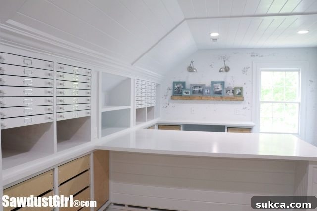 Perspective view of the Map Drawers, highlighting their integration into the craft room