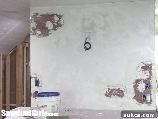 Overall View of the Layered Joint Compound Application on the Wall
