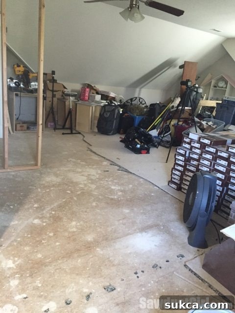 September's Home Journey 19 Loft Remodeling Update: Workspace Cleared, Remaining Items Organized