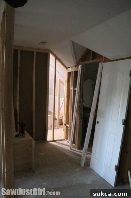 September's Home Journey 21 Loft Remodeling Update: Reinstalling Powder Room Door, Door Jam Challenge
