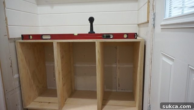 Cabinet perfectly level on existing base