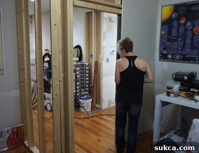Exposed pocket door frame for diagnosis