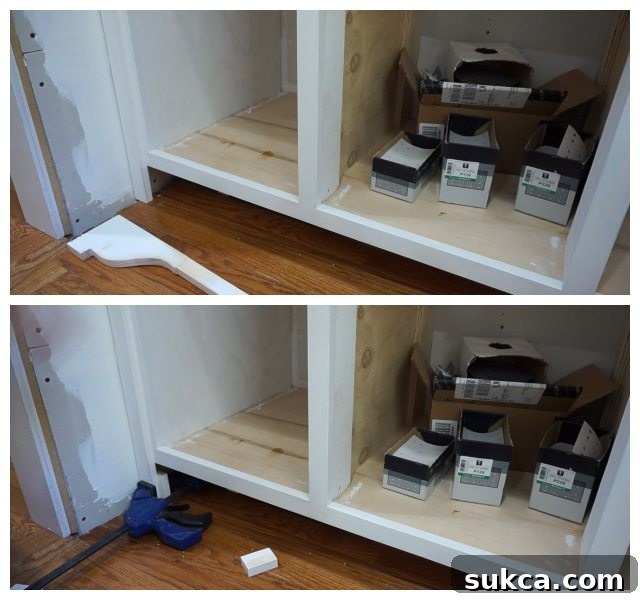 Adding decorative toe-kick on cabinet