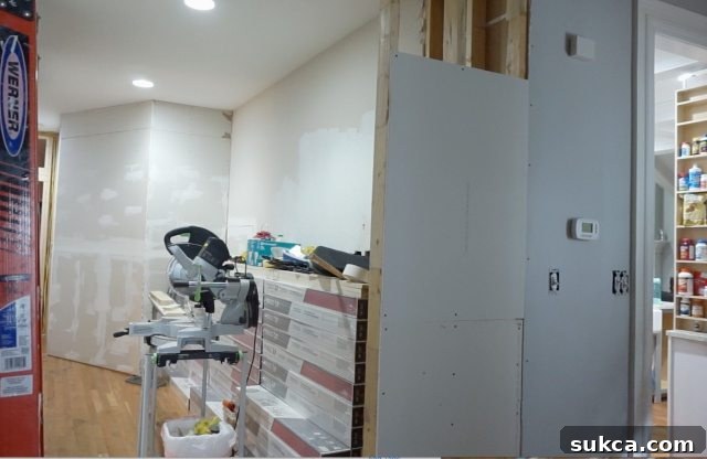 Drywalling and Mudding the New Wall Extension