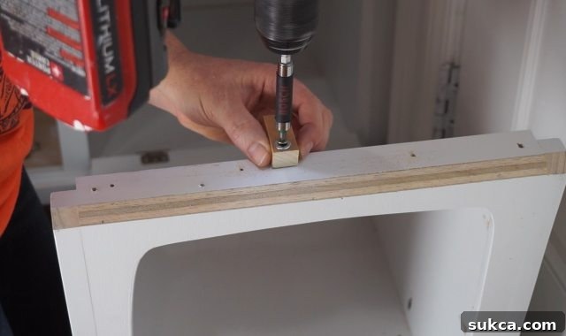 Tilt-out Storage Cabinet Swivel Stop Block Closed