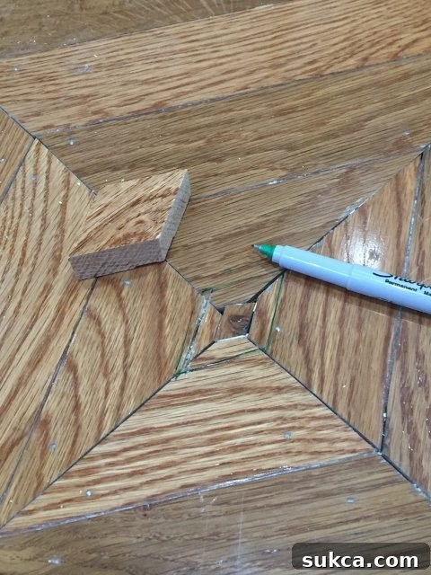 Tracing Outline for Wood Floor Insert Replacement
