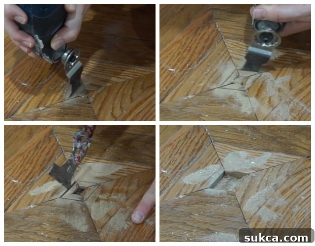 Cutting Out Old Decorative Flooring Insert