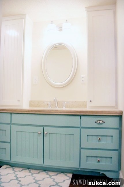 Finished Custom DIY Bathroom Vanity Cabinets