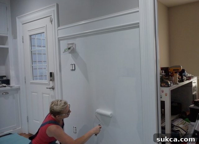 Entryway transformation with wainscoting effect