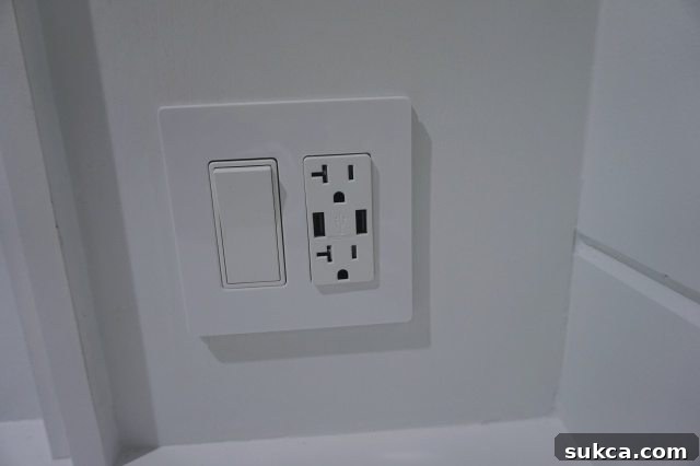 New power outlet and light switch